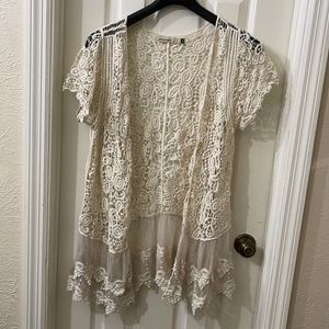 Crocheted and lace cardigan